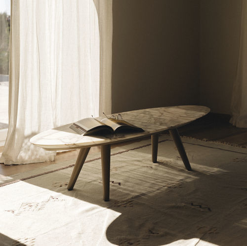 Contemporary coffee table - ELLIPSE  ESTREMOZ LAGOA - MAAMI HOME - marble / lacquered wood base / oval