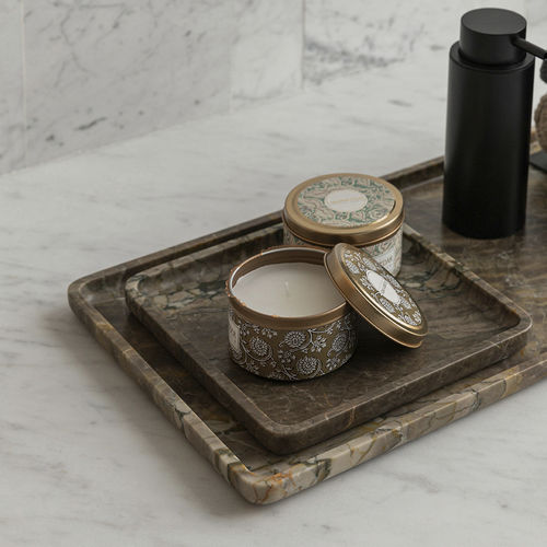 Flat plate - POCAHONTAS - MAAMI HOME - square / marble / brown