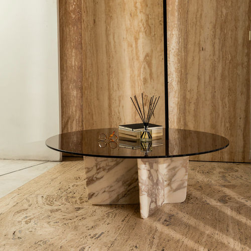 Contemporary coffee table - QUINA ESTREMOZ - MAAMI HOME - glass / metal / marble