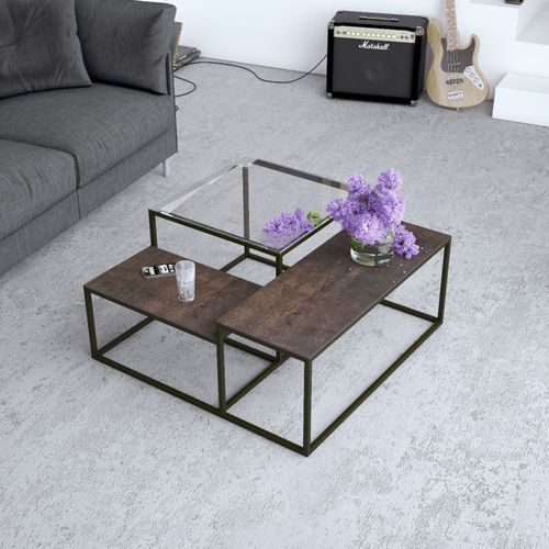Contemporary coffee table - BRASILIA - AKANTE - tempered glass / lacquered metal steel base / square