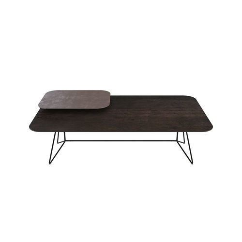 Contemporary coffee table - VERTIGO - AKANTE - glass / ceramic / lacquered metal steel base