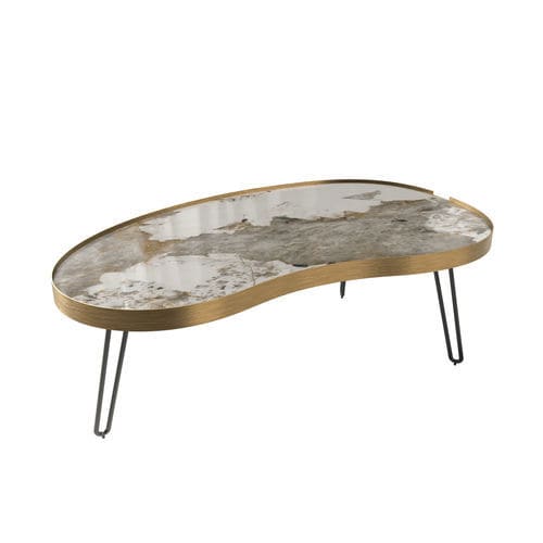 Contemporary coffee table - INTERLAGOS - AKANTE - ceramic / marble / lacquered metal steel base