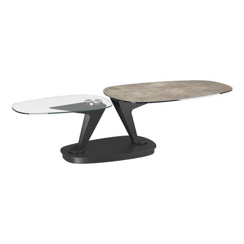 Contemporary coffee table - OSIRIS - AKANTE - tempered glass / ceramic / lacquered metal steel base