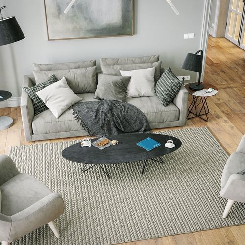 Contemporary coffee table - OGIVE - AKANTE - glass / ceramic / lacquered metal steel base
