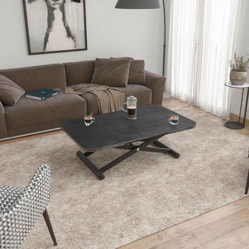 Contemporary coffee table - ENORA  - AKANTE - ceramic / lacquered metal steel base / rectangular