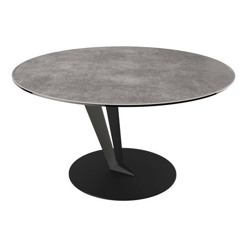 Contemporary coffee table - ARTEMIS - AKANTE - ceramic / lacquered metal steel base / round