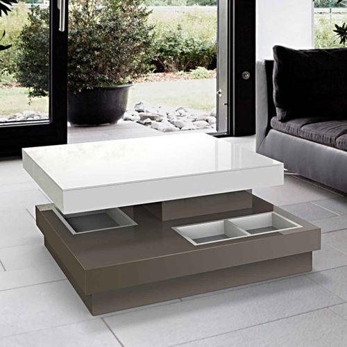 Contemporary coffee table - CELIA - AKANTE - tempered glass / lacquered MDF base / rectangular