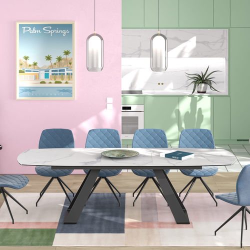 Contemporary table - HOUSTON - AKANTE - ceramic / lacquered metal steel base / rectangular