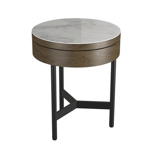 Contemporary side table - KINGSTON - AKANTE - ceramic / MDF base / round