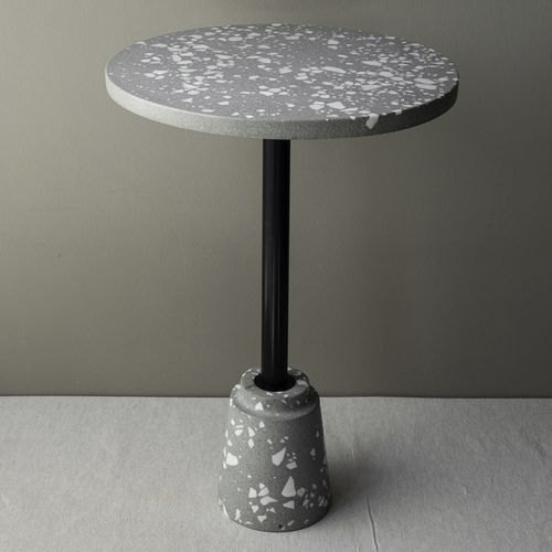 Contemporary bistro table - M-8 - Karoistanbul - terrazzo / steel base / round