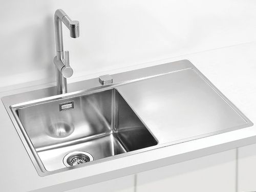 Single-bowl kitchen sink - Pure 40 - Alveus - with drainboard / stainless steel / overmount