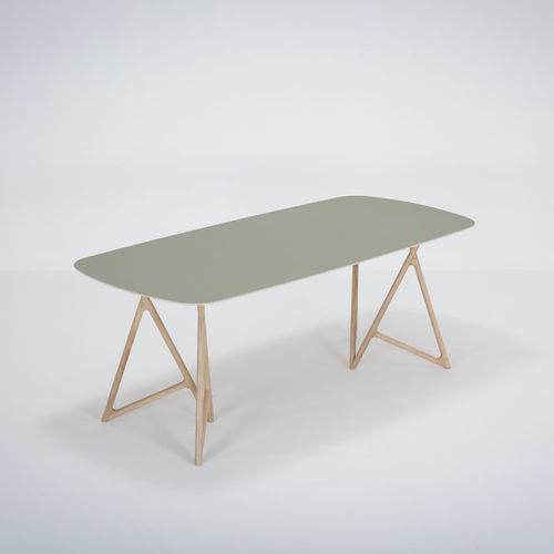 Contemporary table - KOZA - Gazzda - oak / linoleum / oval