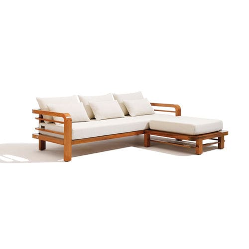 Contemporary footrest BELLAGIO Seora fabric / mahogany / outdoor