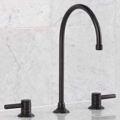 Deck mounted double-handle mixer tap - 4211 - Herbeau - metal / kitchen / 3-hole