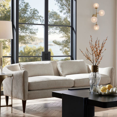 Contemporary sofa - VINCENT - Arteriors Home - fabric / leather / with armrests