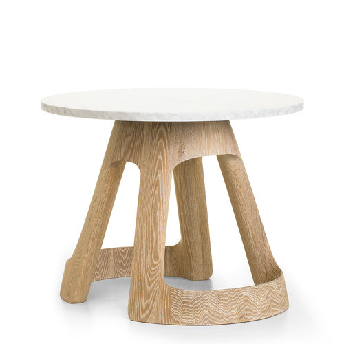 Contemporary table - POLSON - CASTE - marble / white oak / oval