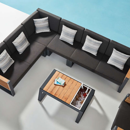 Contemporary coffee table - NEW YORK  - Higold - teak / aluminum base / rectangular