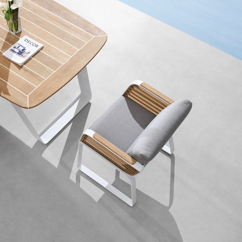 Contemporary dining chair - WING - Higold - outdoor / Sunbrella® / wooden