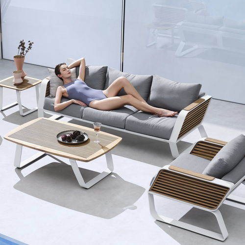 Contemporary sofa - WING - Higold - outdoor / fabric / with armrests