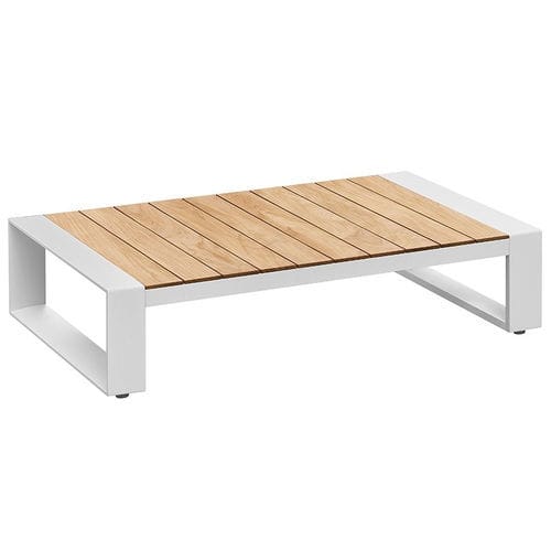 Contemporary coffee table - CAMBUSA - Higold - teak / aluminum base / rectangular