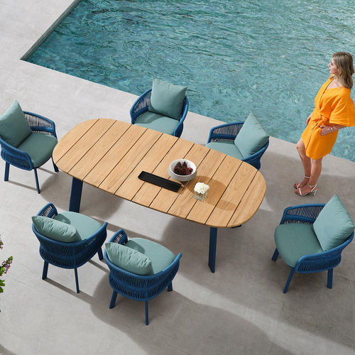 Contemporary dining table - AIO - Higold - wooden / aluminum base / rectangular