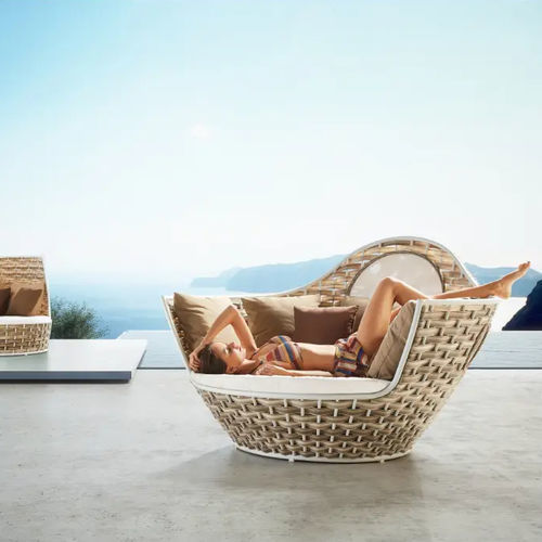 Contemporary daybed - SHENZHOU X - Higold - fabric / wicker / aluminum