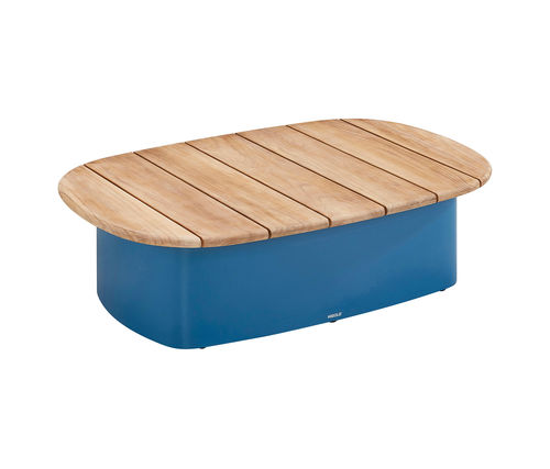Contemporary coffee table - AIO - Higold - teak / acrylic / aluminum base