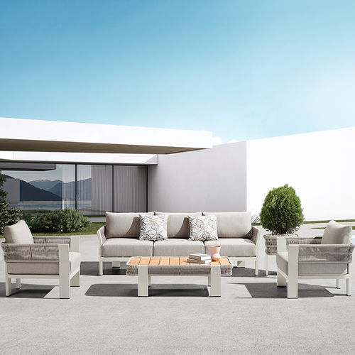 Contemporary coffee table - BORROMEO - Higold - teak / aluminum base / rectangular