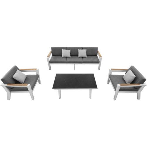 Contemporary lounge garden set - CHAMPION - Higold - Sunbrella® / teak / aluminum