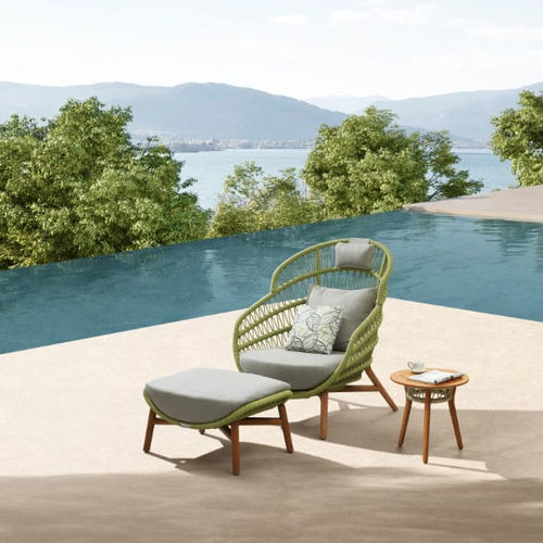 Contemporary footrest - VASCA - Higold - Sunbrella® / wooden / aluminum