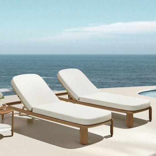 Contemporary sun lounger - PALLISAD - Higold - Sunbrella® / wooden / adjustable backrest