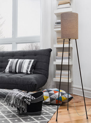 Floor-standing lamp - JANA P - Luxcambra - fabric / contemporary / corded