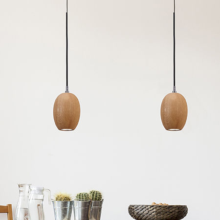 Pendant lamp - CRETA - Luxcambra - wooden / contemporary / corded