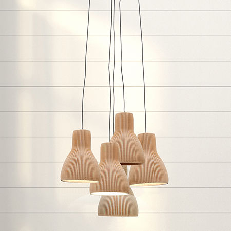 Pendant lamp - BIO C - Luxcambra - wooden / contemporary / corded