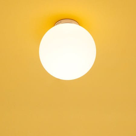 Contemporary ceiling light - MOON 1 PL - Luxcambra - round / nickel / opal