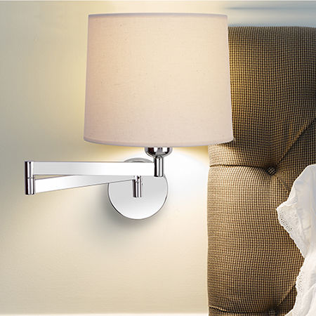 Contemporary wall light - ATLANTA A - Luxcambra - indoor / nickel / cotton
