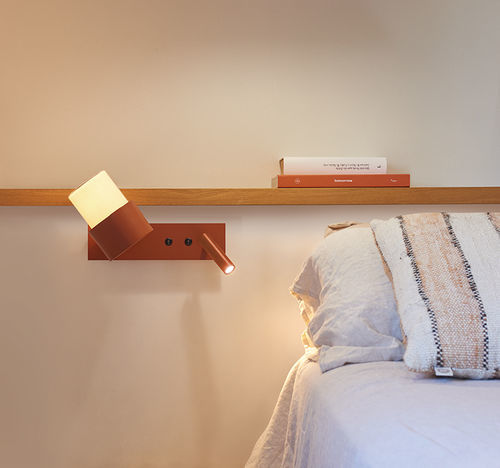 Contemporary wall light - KAN A - Luxcambra - indoor / painted metal / cotton