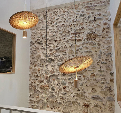Floating lamp - CALMA - Luxcambra - cork / contemporary / corded