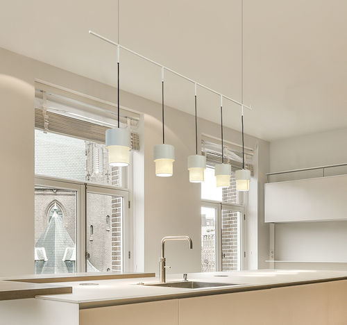Contemporary chandelier - KAN C LINEAL - Luxcambra - painted metal / fabric / cotton