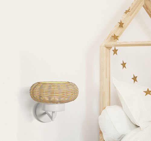 Contemporary wall light - NIUET A - Luxcambra - indoor / painted metal / wicker