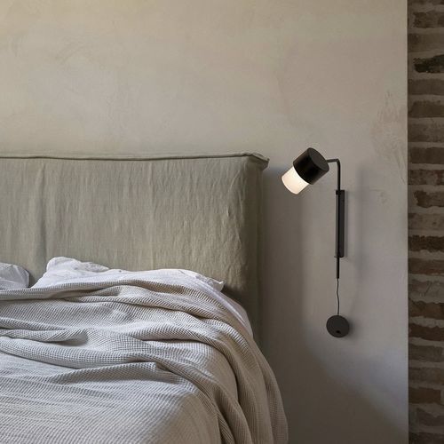 Contemporary wall light - KAN A ARCO ROTATORIO - Luxcambra - indoor / metal / fabric