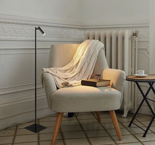 Floor-standing lamp - MANHATTAN P - Luxcambra - nickel / contemporary / corded