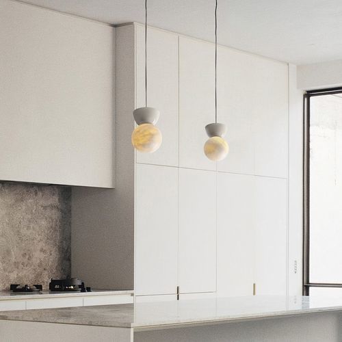 Pendant lamp - ABISAL C - Luxcambra - glazed ceramic / opal / ceramic