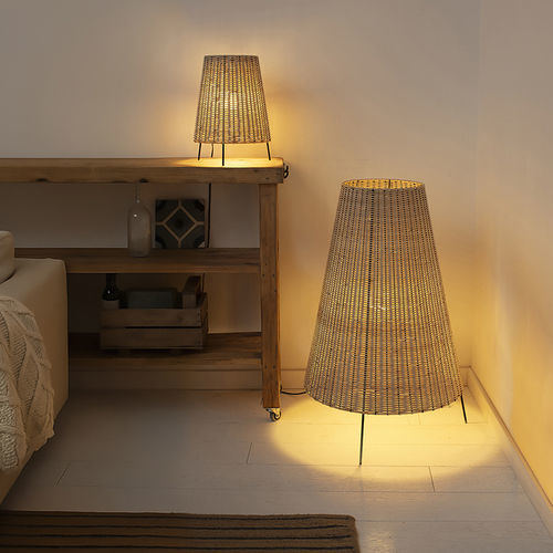 Floor lamp - CADAQUES P - Luxcambra - floor-standing / wicker / PVC