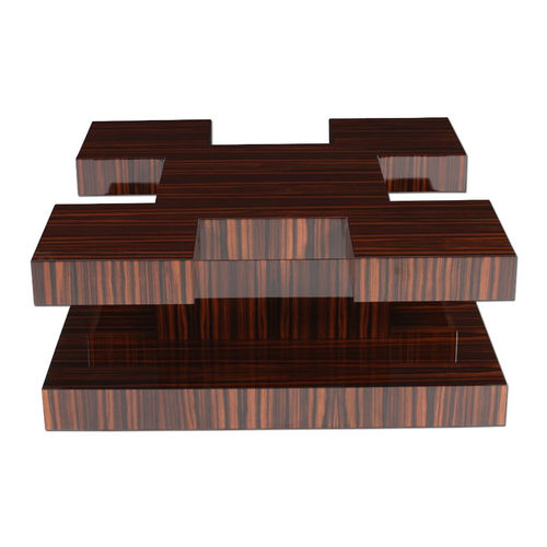 Art Deco coffee table - CT010 - Cygal Art Deco GmbH & Co. KG - Macassar ebony / glossy varnished wood / Macassar ebony base