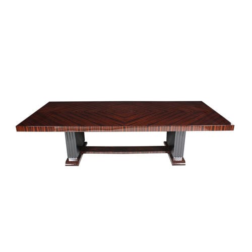 Art Deco dining table - T012 - Cygal Art Deco GmbH & Co. KG - Macassar ebony / glossy varnished wood / waxed wood base