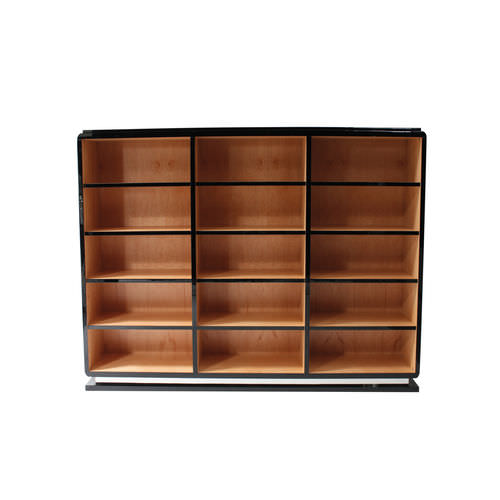 Art Deco shelf - SA056 - Cygal Art Deco GmbH & Co. KG - beech / Macassar ebony / stainless steel