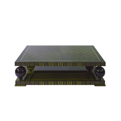 Art Deco coffee table - CT018 - Cygal Art Deco GmbH & Co. KG - Macassar ebony / glossy varnished wood / brass