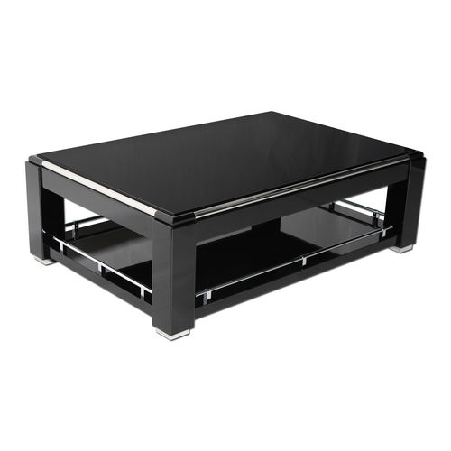 Art Deco coffee table - CT031 - Cygal Art Deco GmbH & Co. KG - glossy varnished wood / stainless steel / stainless steel base