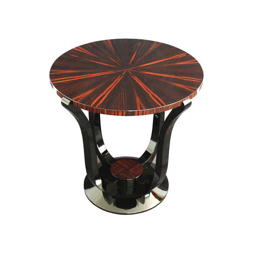 Art Deco side table - BS009 - Cygal Art Deco GmbH & Co. KG - glossy varnished wood / Macassar ebony / waxed wood base
